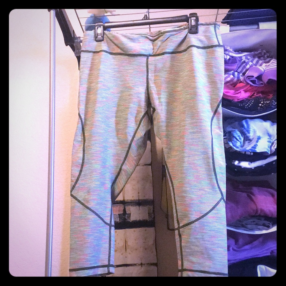 Neon pink & green workout/lounge capri leggings XL